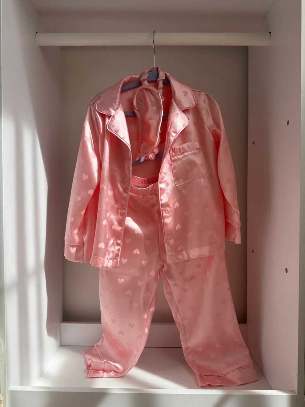 Pink Heart Satin Kids Pajama Set - Brand